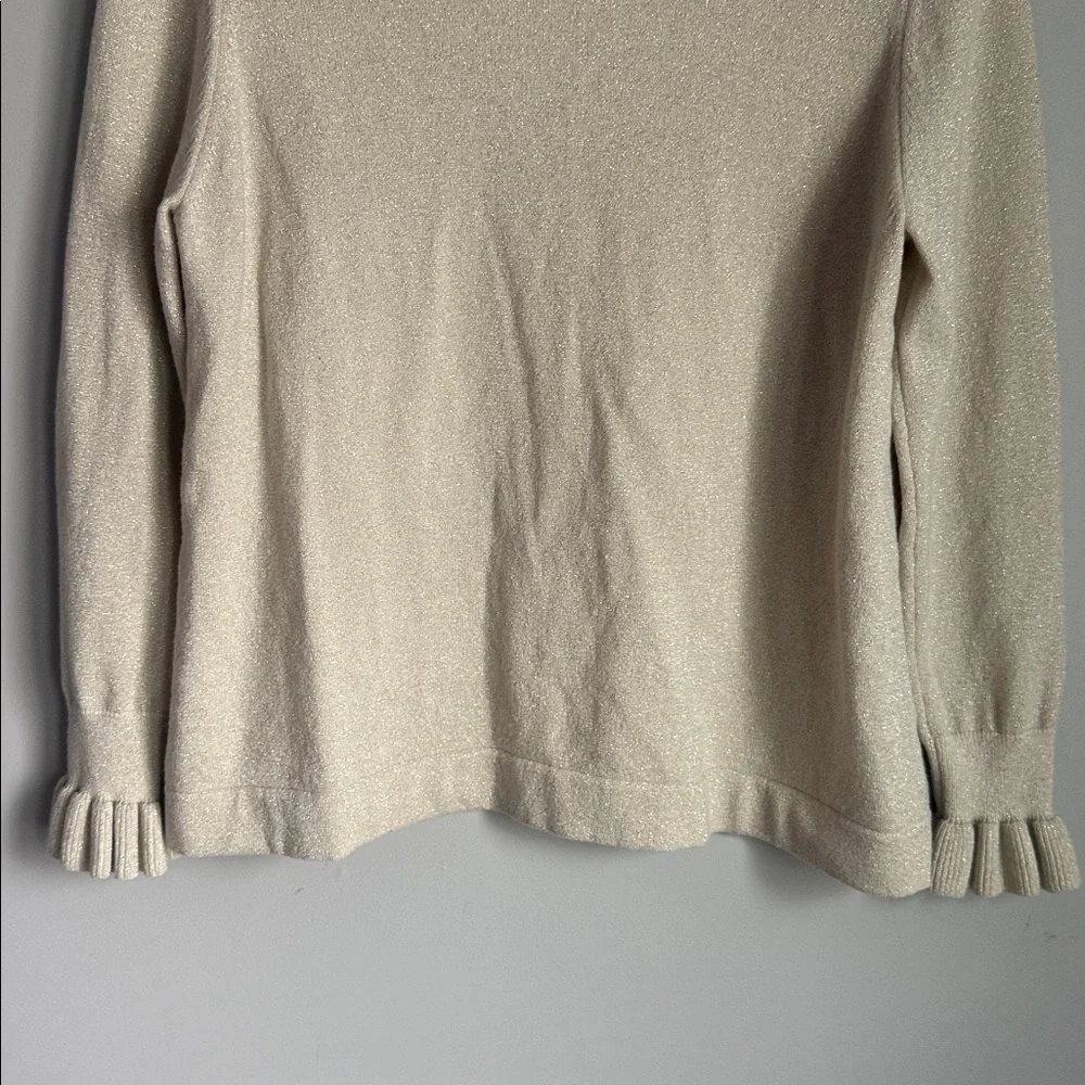 Tuckernuck Ivory Shimmer Edie Ruffle Sweater Large